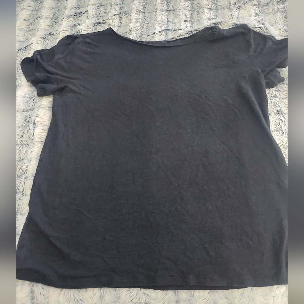 Loft linen black tee with cutout‎ on shoulder medium